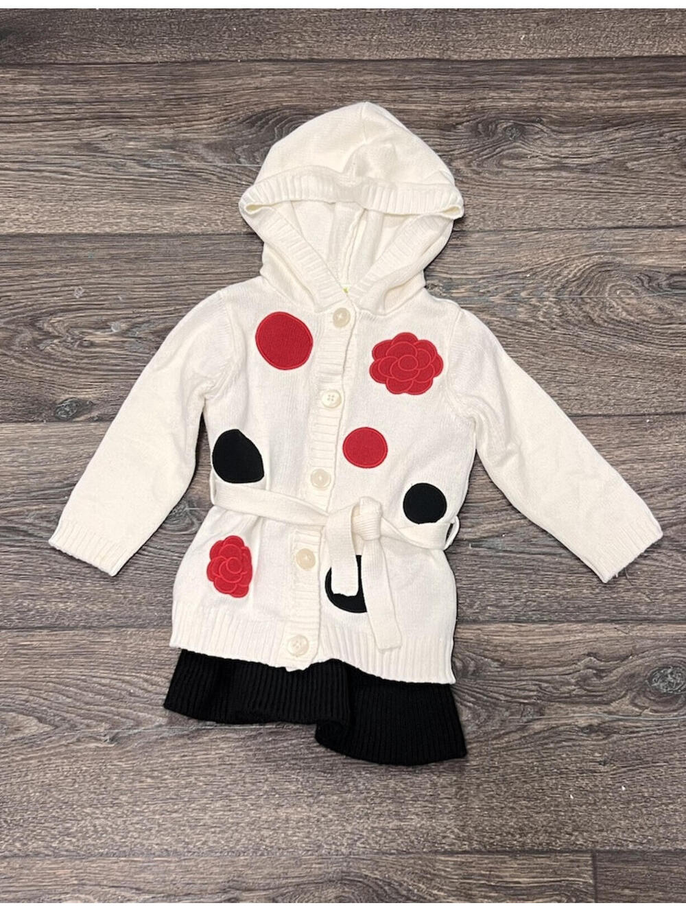 Crazy 8 Girls Sweater Dress Baby Girl 12-18 Months 2 Piece Set Black White